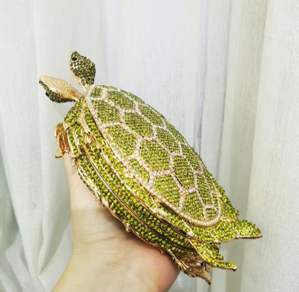 Turtle crystal clutch Bag