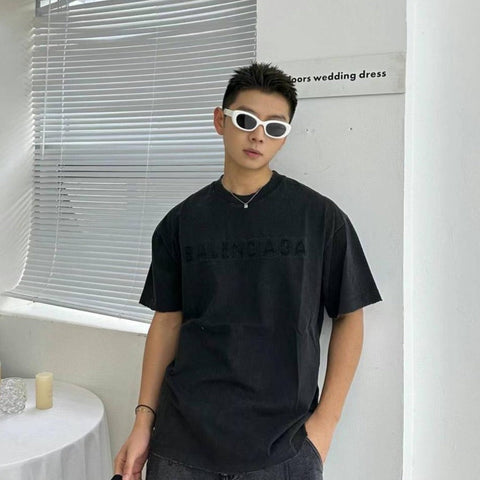 Embossed Brand Logo Regular Fit  Drop Shoulder T-Shirt