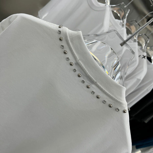 Cotton Crew Neck Drop Shoulder T-Shirt  Untilled  Studs