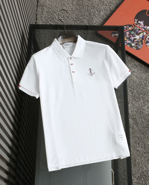 Boat Anchor Embroidered Short Sleeve Polo Shirts