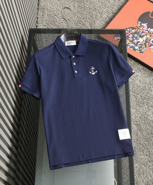 Boat Anchor Embroidered Short Sleeve Polo Shirts