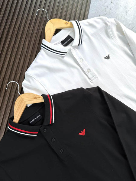 Long-Sleeved Stretch piqué Polo Shirt With Micro Eagle Embroidery