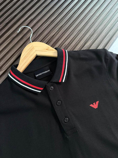 Long-Sleeved Stretch piqué Polo Shirt With Micro Eagle Embroidery