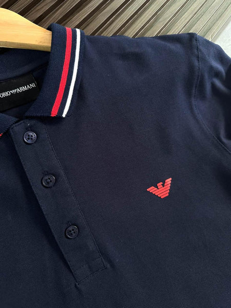 Long-Sleeved Stretch piqué Polo Shirt With Micro Eagle Embroidery