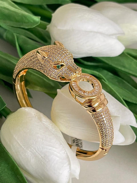 Luxurious Gold  Panther Bracelet & Ring  Set