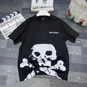 Luxury  Skull Motif  Round Neck T-shirt