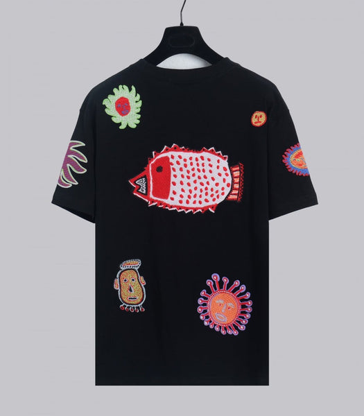 Brand  New Luxury Sun Fish Drop Shoulder T-shirt