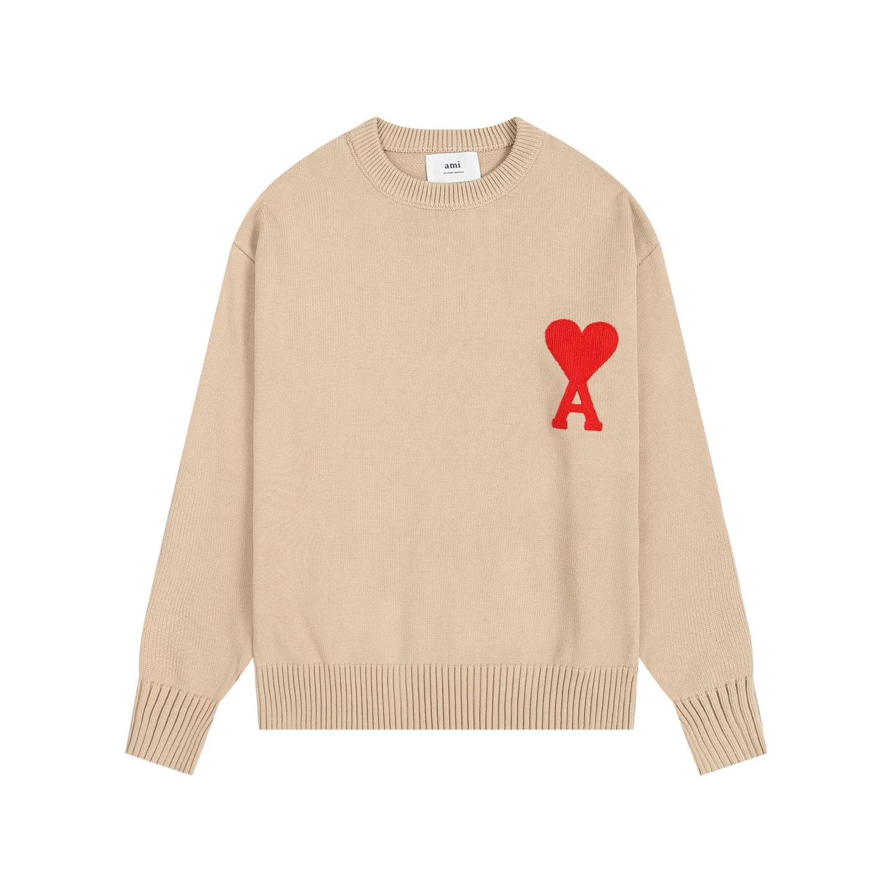 Luxury Crew Neck Knit Sweater Beige