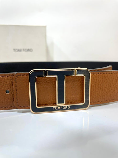 Premium Leather Logo-Print Buckle Belt