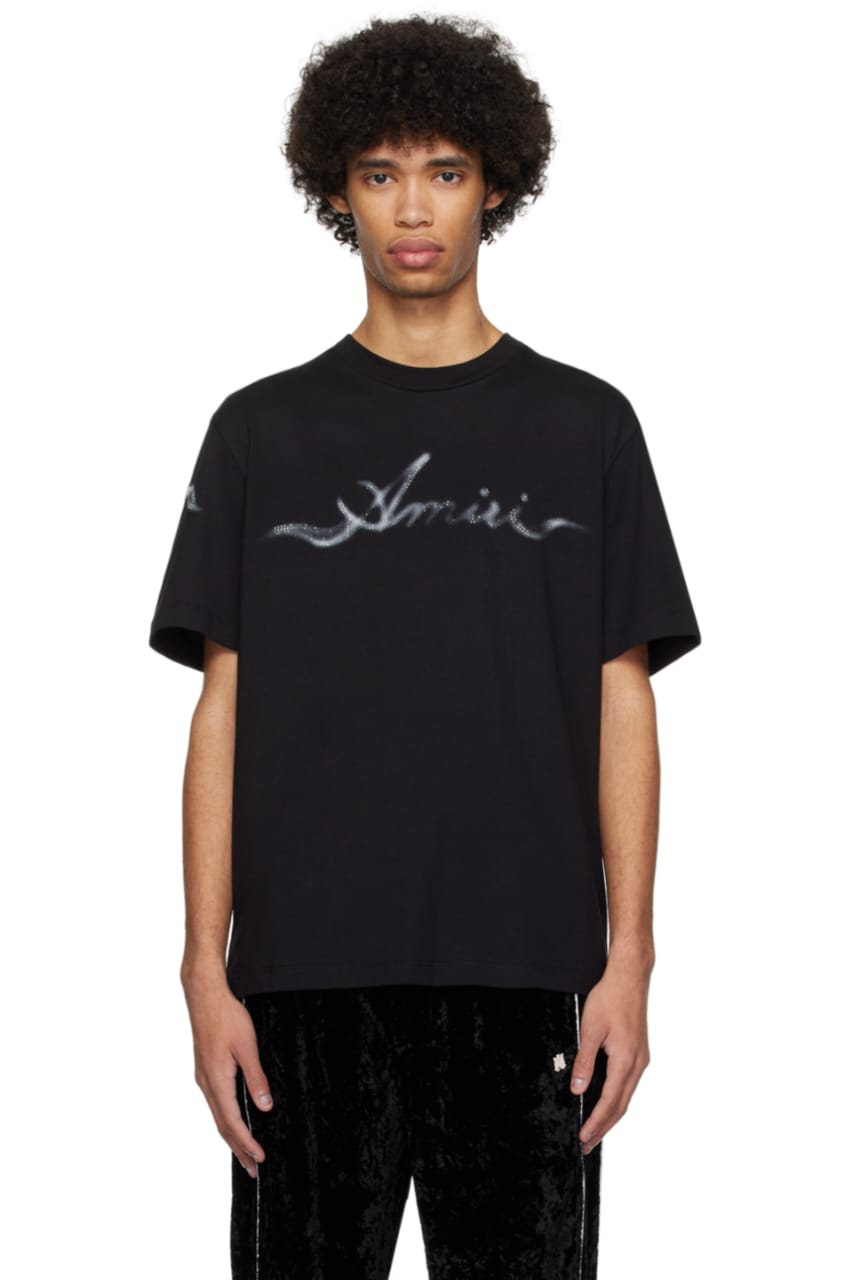 Luxury Smoke Logo Black  Drop Shoulder Tee