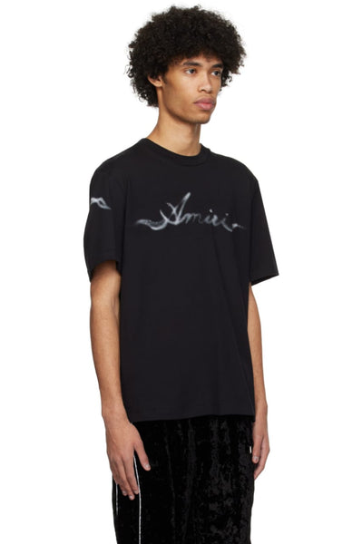 Luxury Smoke Logo Black  Drop Shoulder Tee