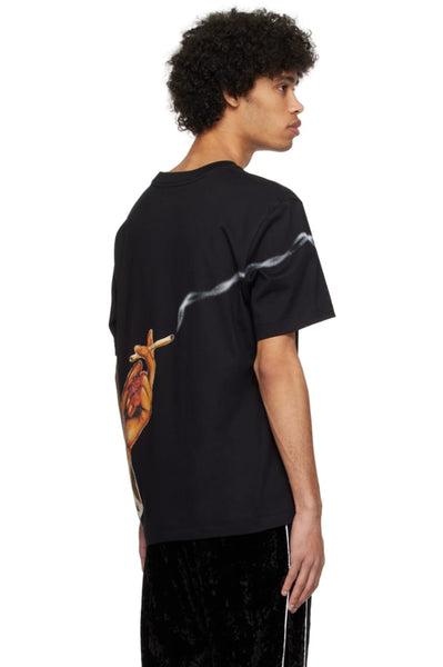 Luxury Smoke Logo Black  Drop Shoulder Tee