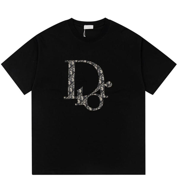 Luxurious  Branded Letter Logo Embroidery Short Sleeve T-shirt