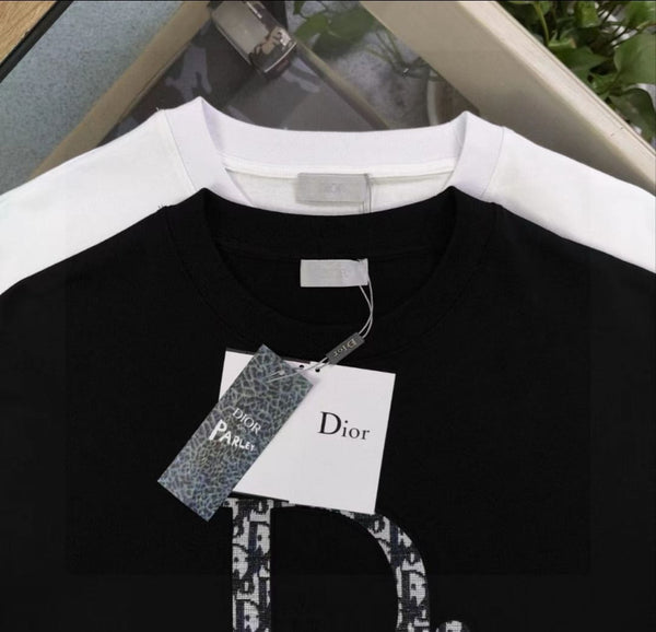 Luxurious  Branded Letter Logo Embroidery Short Sleeve T-shirt