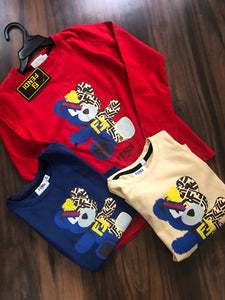 Elegant  Full Sleeve Teddy Bear Printed T-shirt