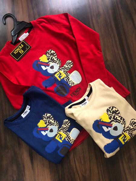 Elegant  Full Sleeve Teddy Bear Printed T-shirt