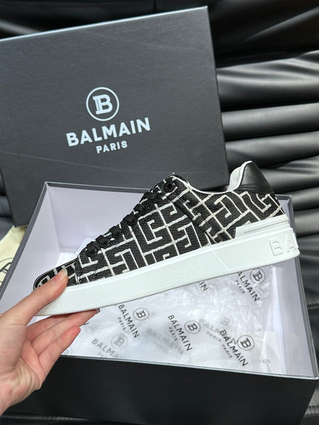 Premium B-Court Monogram-Pattern Sneakers