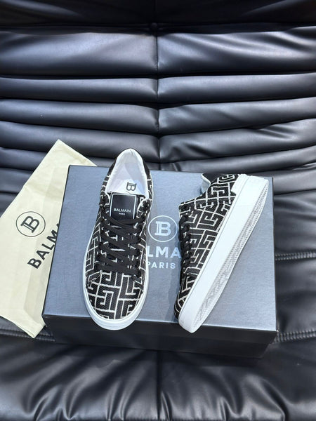 Premium B-Court Monogram-Pattern Sneakers