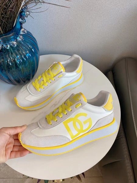 Luxury Cushion Mixed-Material Yellow Sneakers