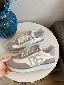 Premium Elegant Cushion Mixed-Material Grey Sneakers