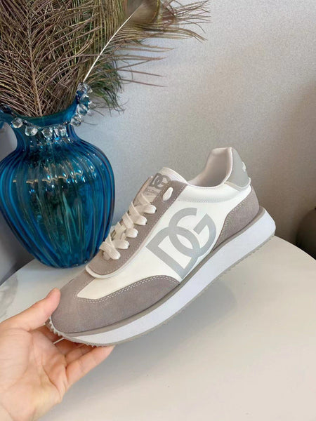 Premium Elegant Cushion Mixed-Material Grey Sneakers