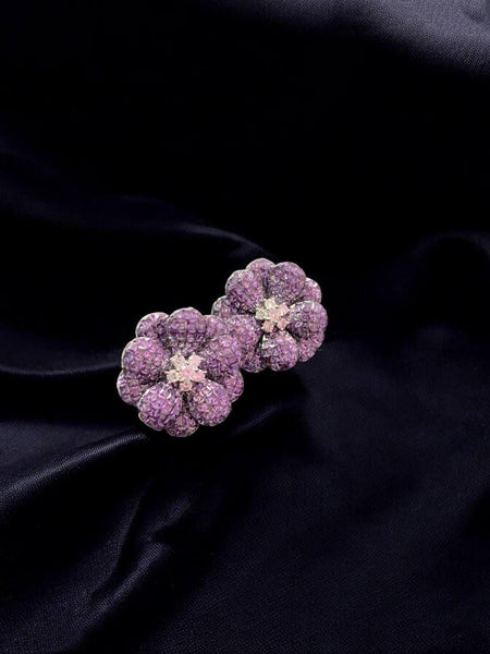 Crystal Diamond  Cut Floral Earrings