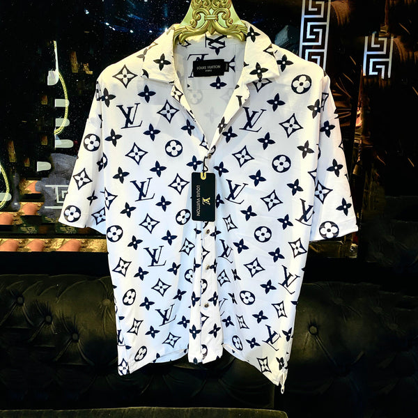 Premium Logo Printed  Drop Shoulder Shirt With Cuban Collar