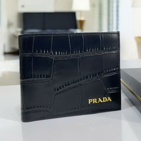 Crocodile-Effect Leather Wallet