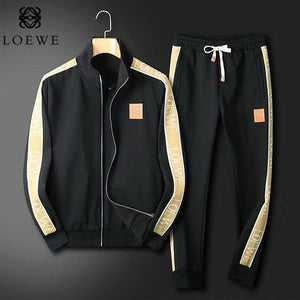 Men’s Luxury Black Tracksuit with Golden Side stripe