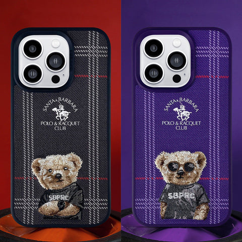 Santa Barbara Polo Teddy Bear Leather Case for iPhone 14 Series