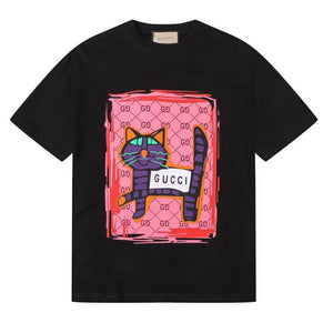 Latest Cat Graffiti Crew-Neck Tees For Men