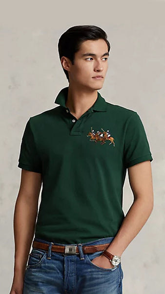 Custom Slim-Fit Triple Pony Polo Shirt