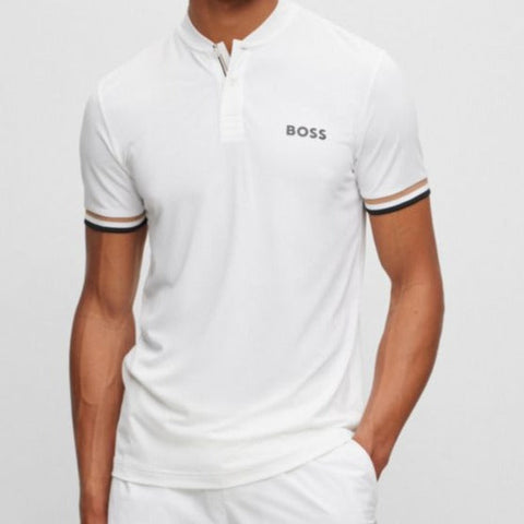 Men's White X Matteo Berrettini Slim-fit Polo Shirt With Stripes