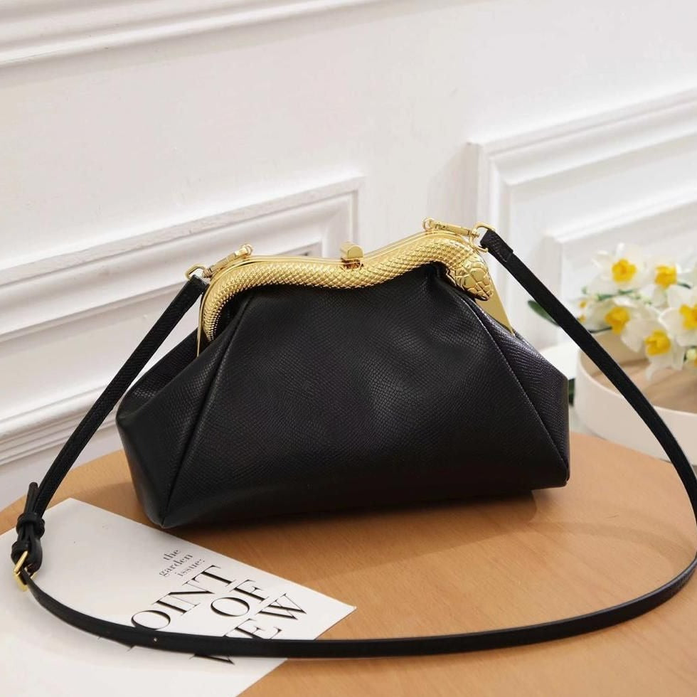 Serpentine Leather Pouch Bag