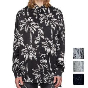 Branded Palm Tree-Print Satin Shirt