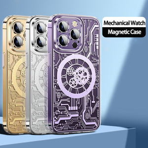 3D Mechanical Techno Aesthetics Design MagSafe Case With Airbag Anti Drop Impact Case for iPhone 11, 12, 13 & 14 Series