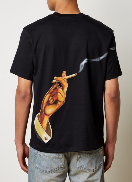 Luxury Smoke Logo Black  Drop Shoulder Tee