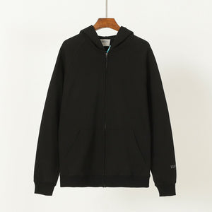 Latest Zip-Fastening Logo-Patched Black Hoodie