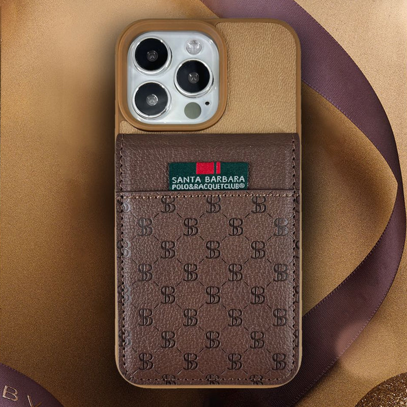 Santa Barbara Leather Wallet Case Cover for Apple iPhone - Brown