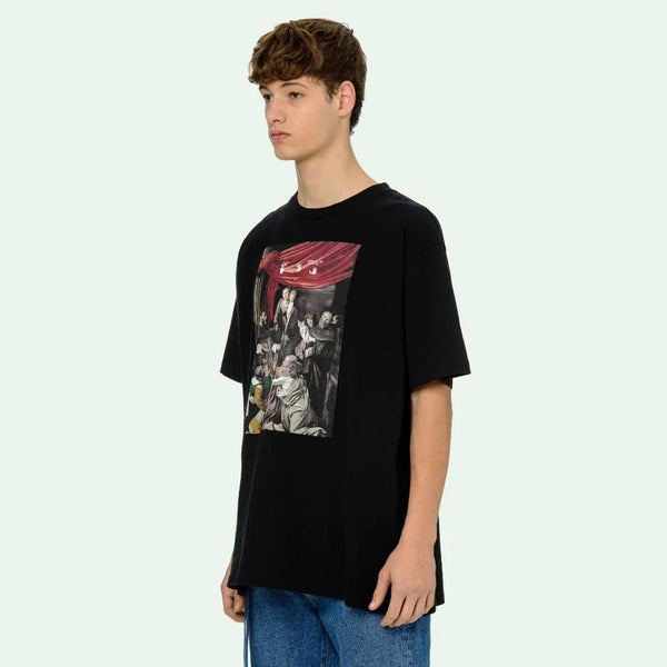 Black Color Caravaggio Painting T-shirt For Men