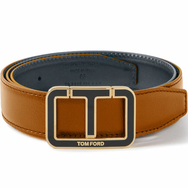 Premium Leather Logo-Print Buckle Belt