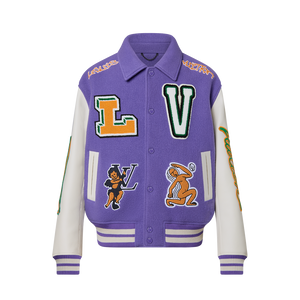 Multi-Patches Mixed Leather Varsity Jacket