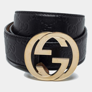 Luxury Leather Interlocking G Buckle Belt