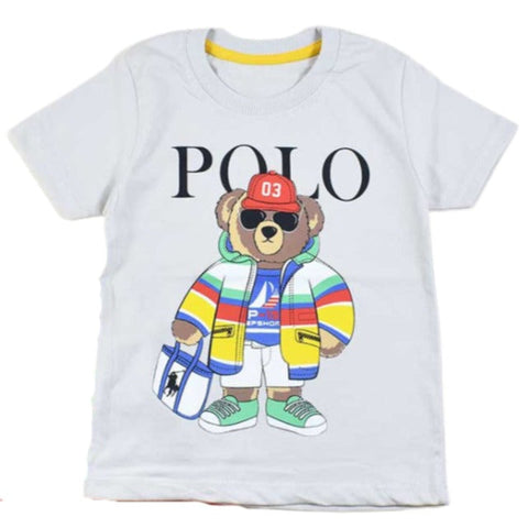 Kid's Branded Teddy Bear Pinted T-shirt