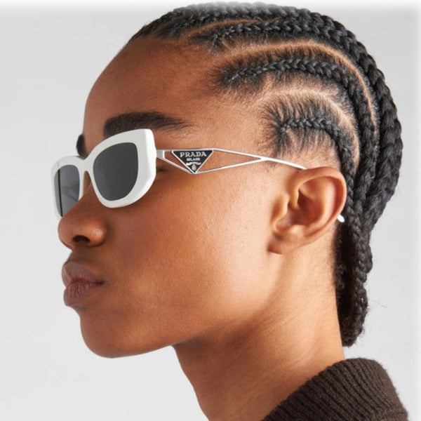 Triangle Logo Rectangle Acetate & Metal Sunglasses