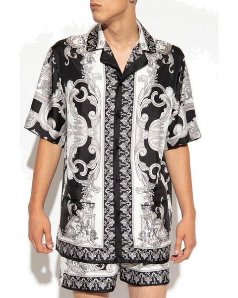 Silver Baroque Drop Shoulder Shirt For Men