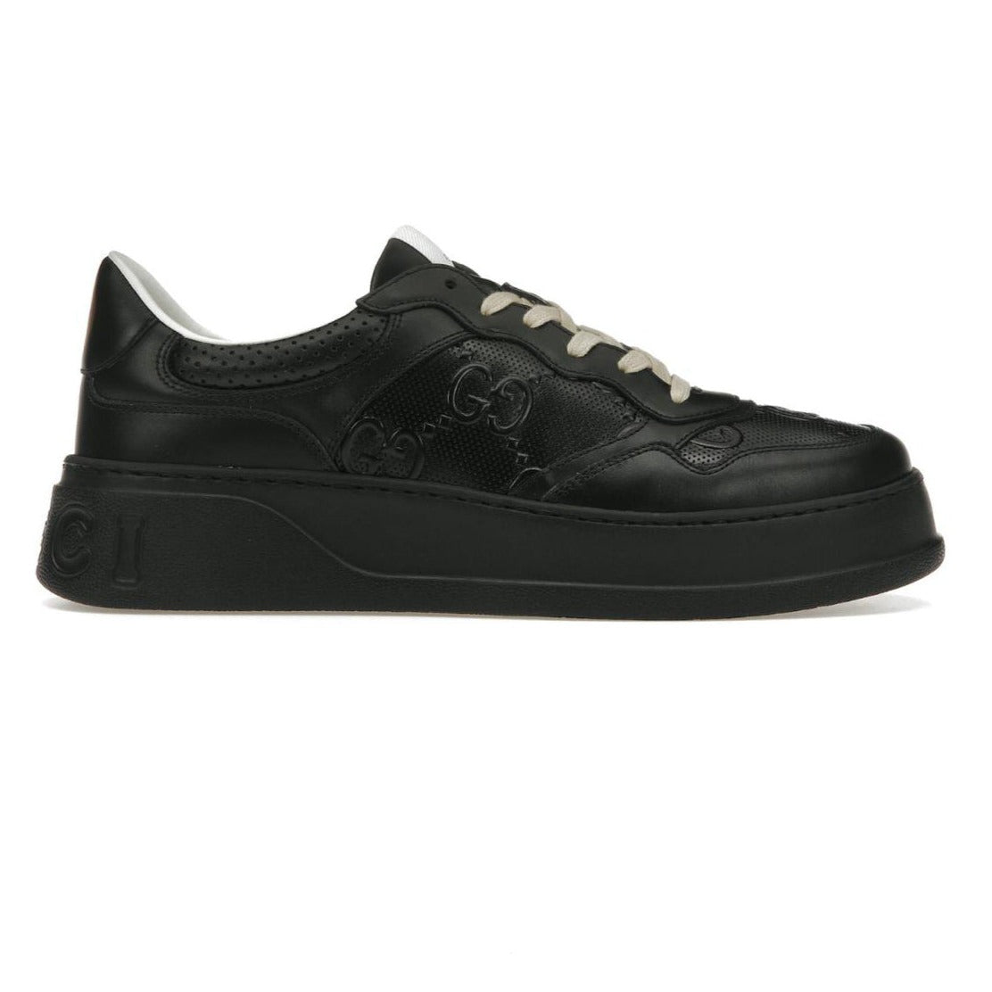 Branded Embossed Black Leather Shoes For Kids