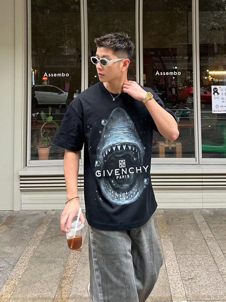 Men Latest Shark Pattern Drop Shoulder T-Shirt