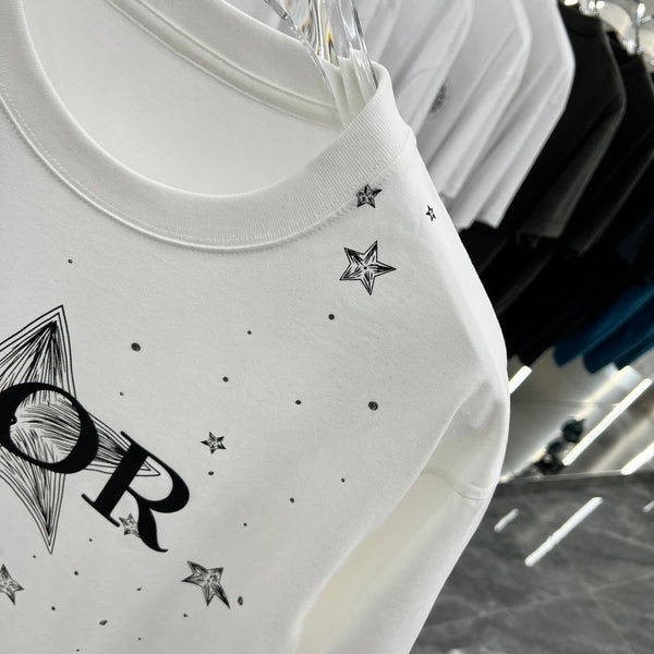 Cotton Drop Shoulder Tees With Logo Print