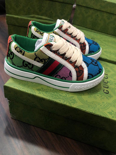 Kids Monogram Multicolor Web Sneakers